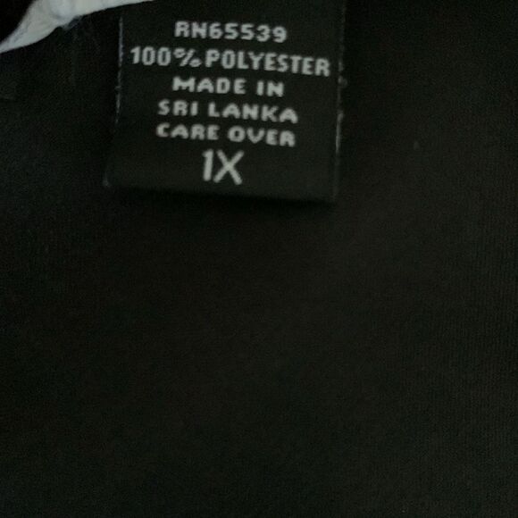 Jones New York Black Midi Dress with Gold Accents Sleeveless Belt Slits Size 1X - Picture 9 of 9